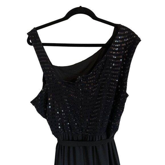 R&M Richards Black Jumpsuit Sequin Formal Sleeveless Wide Leg Zipper Back 20W - Picture 6 of 10